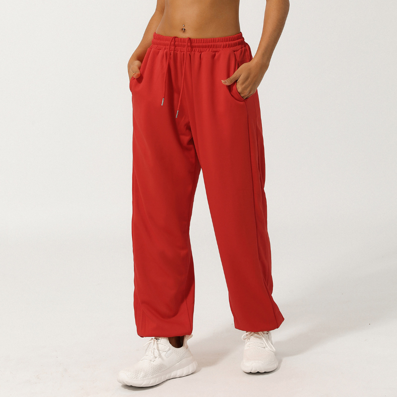 AL2426 Yoga Jogger Sweatpants Relaxed-fit Fiess Sports Loose Lounge Lantern Pants Drawcords Unisex Studio-to-street Dance Trousers with Pockets