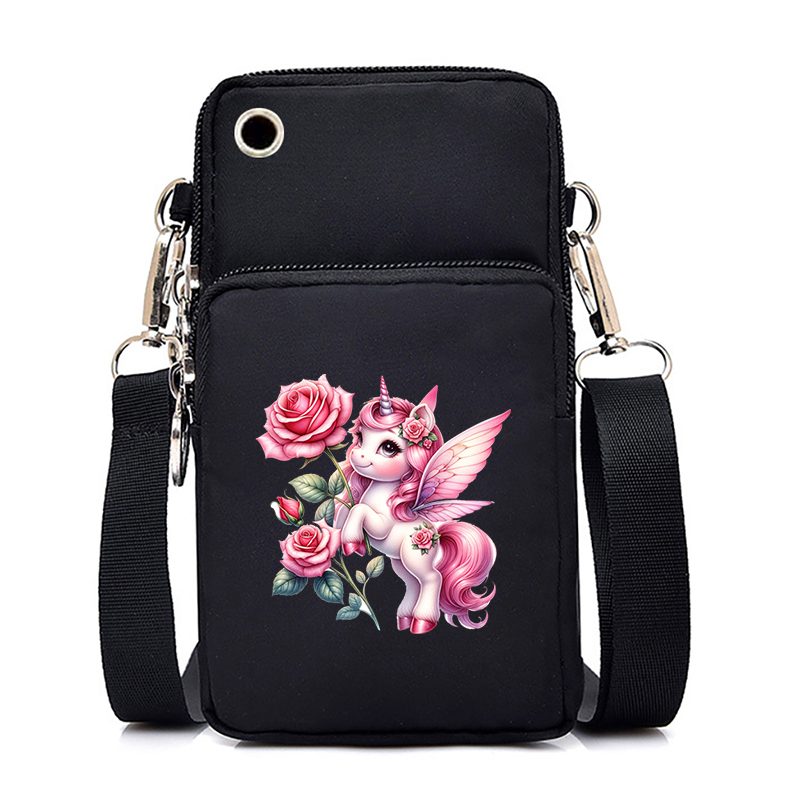 Pink Art Unicorn 26 Alphabet Designer Bag Cell Phone Bag Women Fashion Portable Small Outdoor Sports Arm Shoulder Crossbody Bag