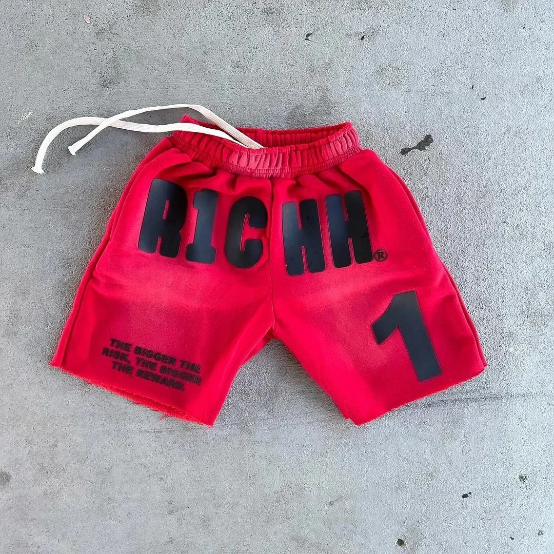 Summer New American Hip Hop Letter Y2K Mens and Womens Shorts Harajuku Gothic Casual Basketball Pants 240701