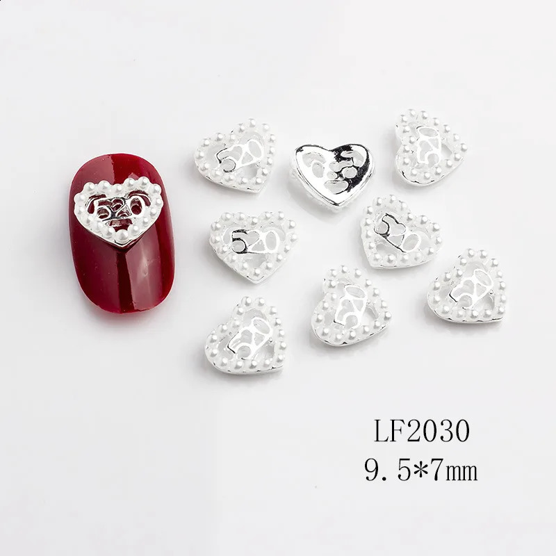 5Pcs Charming Pearls Edge Around Nail Art Rhinestones 3D Heart Relief Glass Nail Jewelry Shiny Crystal Manicure Accessories 240701
