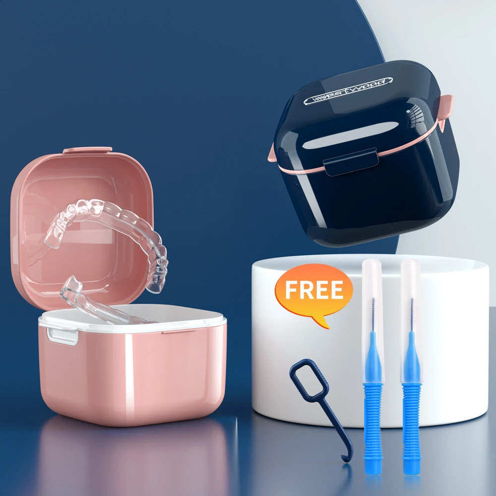 High Quality Orthodontic Retainer Braces Storage Box Soaking Invisible Teeth Denture Cleaning Tooth Storage Portable Belt case 240701