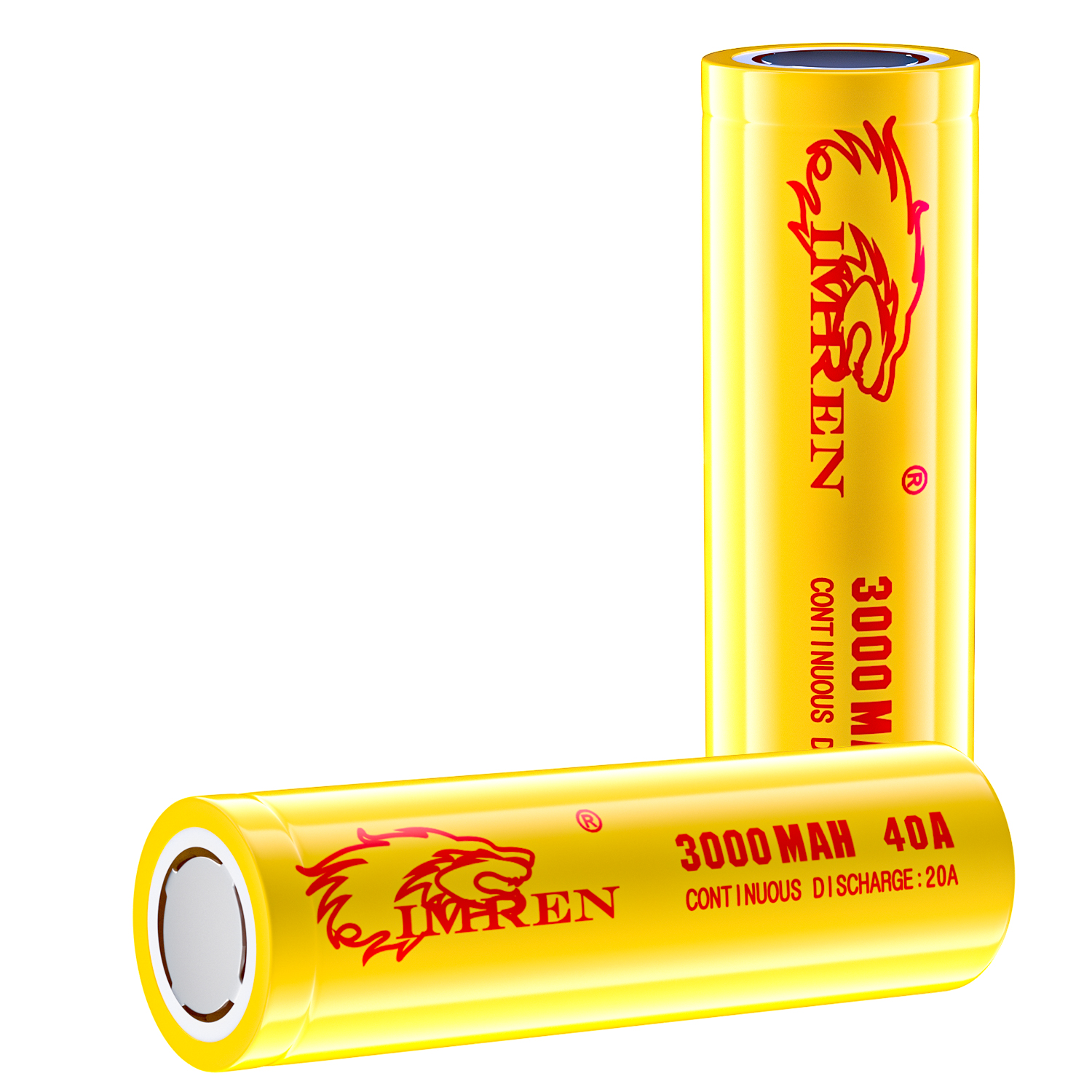 High Capacity IMREN IMR18650 3000mAh 3.7V 40A Rechargeable Li-Ion Battery - Ideal for Headlamps & Flashlights