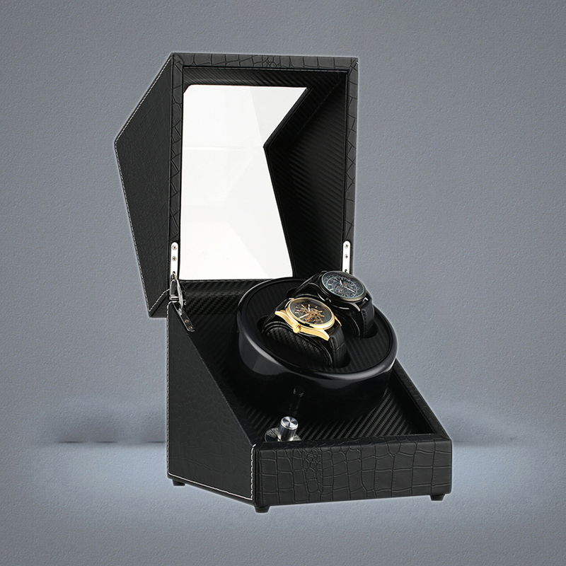 Black Automatic Watch Winder USUKAUEU Plug Adapter Mechanical Self Winding Box Double Motor Shaker Holders New Arrival