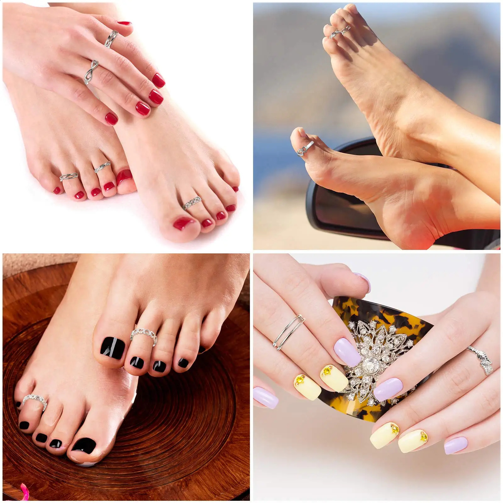 6Pcs Toe Rings for Women Adjustable Stainless Steel Gifts Summer Beach Foot Jewelry Hawaiian Foot Jewelry Foot Ring 240626