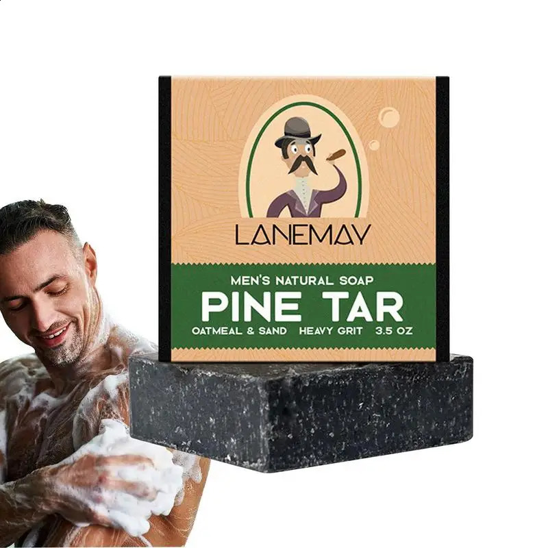 Mens Soap men natural soap Mite Removing Natural Bar Soap Deep Cleansing Pores Dirt For Men Pine Tar Soap 240701