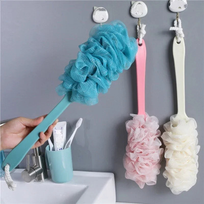1pc Long Handle Bath Brush Back Bath Shower Scrubber Body Soft Mesh Scrub Puff Clean Oneself Bath Back Brush 240701