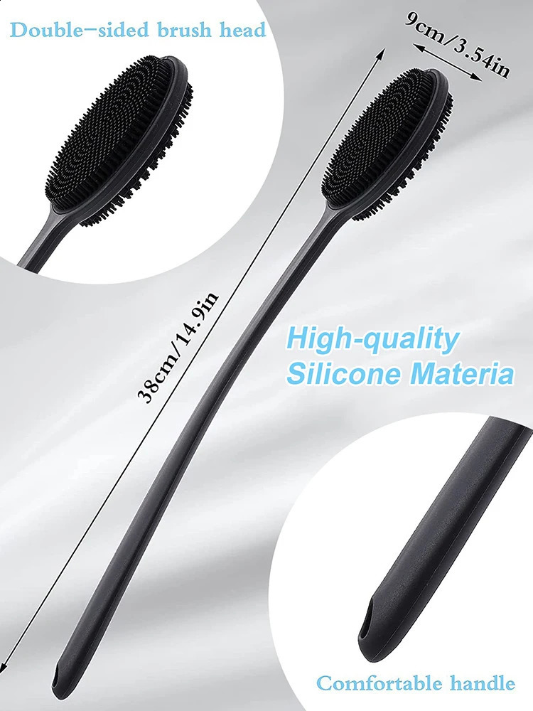 Soft Body Scrubber Shower Exfoliating Scrubs Long Handle Bath Brush Exfoliator Skin Massager Cleaning Brush Bathroom Accessories 240701