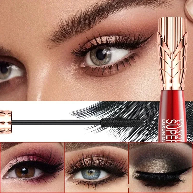Waterproof Anti-sweat Mascara Lengthens Eyelashes Extension Black Silk Fiber Mascara Female Non-smudge Mascara Makeup Cosmetic 240701