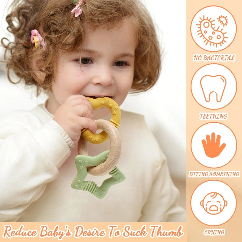 Baby Teether Silicone Teething Toys Love Ring born 0 12 Year Old No BPA for Infant Gifts 240625