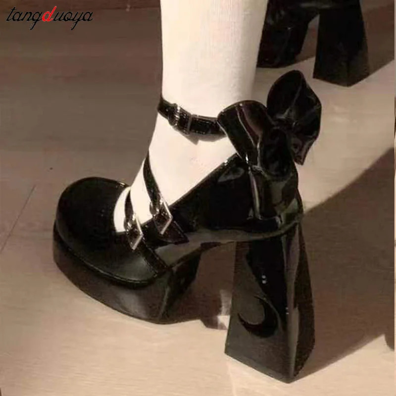 heels Women Pumps Platform High Heels Ankle Strappy Casual Office Shoes Spring Summer Block Heels mary jane shoes heels white 240701