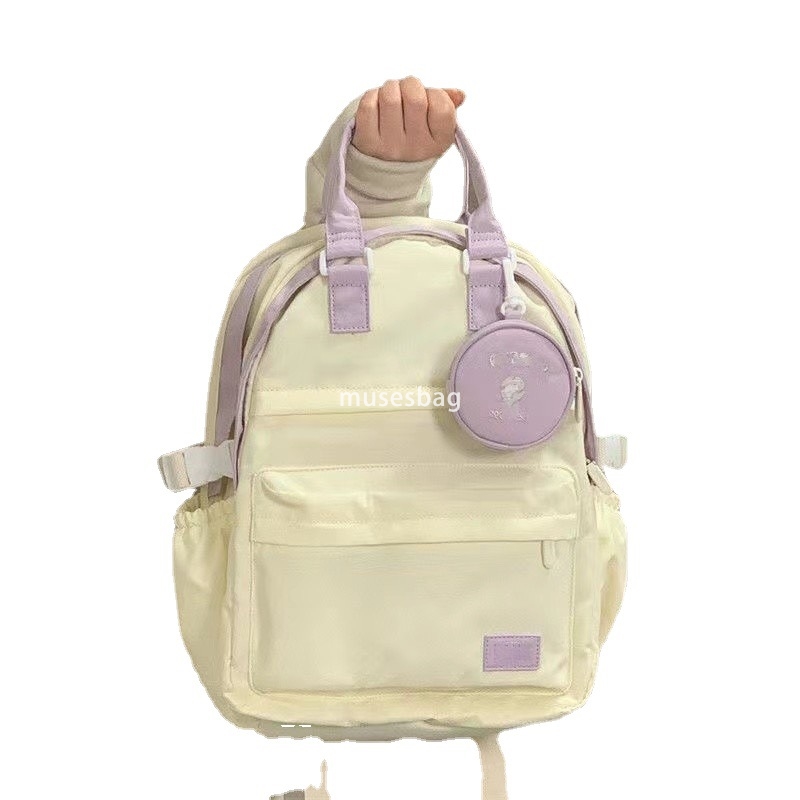 High quality women's fashionable small fresh and simple large capacity backpack new multifunctional compartment for class small bag pendant shoul