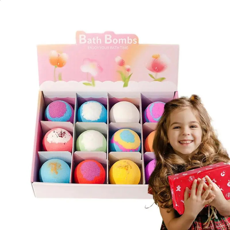 12pcs Bath Balls For Kids With Toys Inside Surprise Bubble Bath Fizzies Vegan Oil Spa Relaxing Children Gift 240701