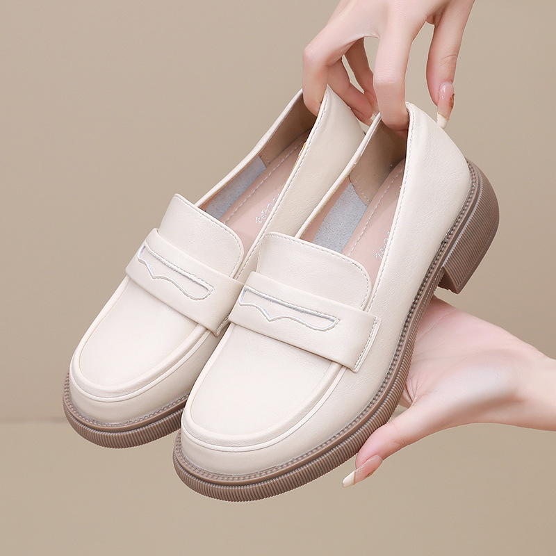 Shoes British Style Small Leather Shoes Spring New Thick Sole One Step Soft Sole Small Leather Shoes Versatile Women's Shoes