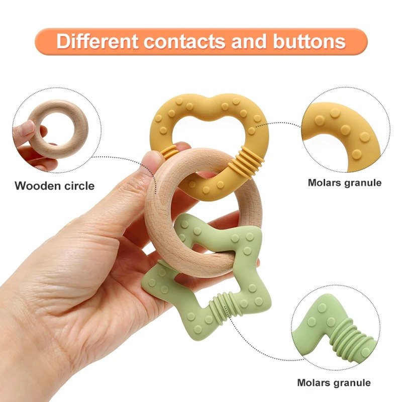 Baby Teether Silicone Teething Toys Love Ring born 0 12 Year Old No BPA for Infant Gifts 240625