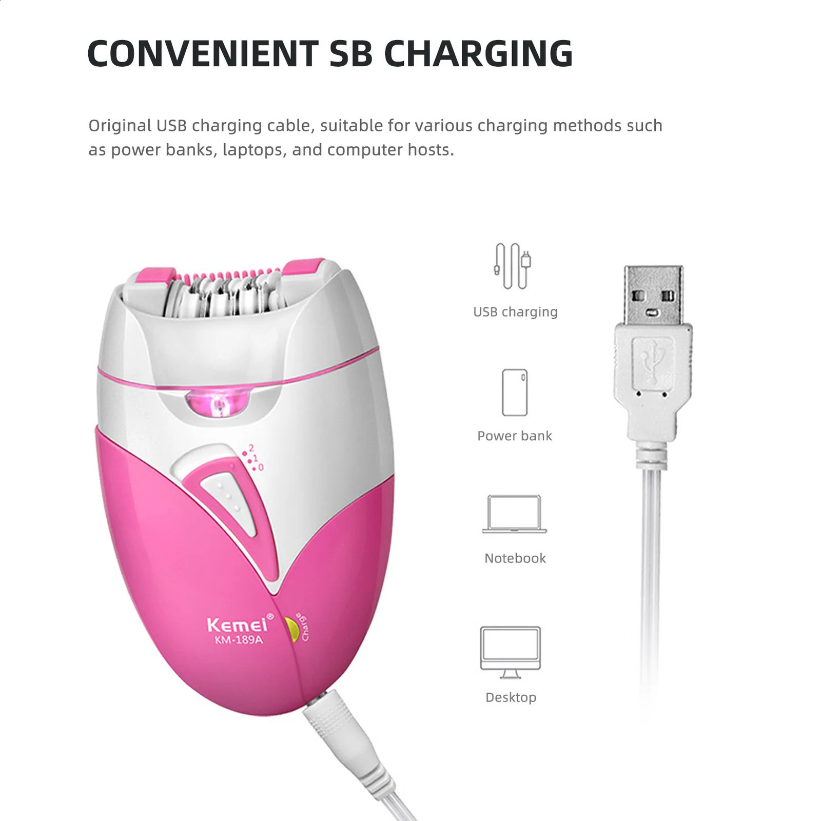 Handheld Electric Epilator Skin Hair r 2 Levels Adjustable Safe Blade Shaver USB Rechargeable Women Face Body 240701
