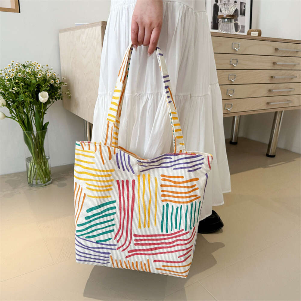 Handbag for Women Shopper Multicolored Stripes Tote Bag Designer Large Capacity Canvas Student Shopping Bags ddmymoon