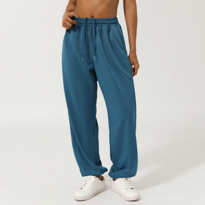 AL2426 Yoga Jogger Sweatpants Relaxed-fit Fiess Sports Loose Lounge Lantern Pants Drawcords Unisex Studio-to-street Dance Trousers with Pockets