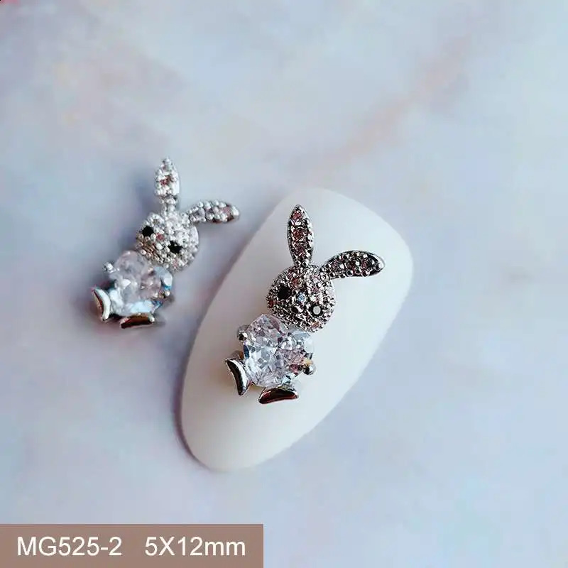 10pcs Kawaii Love Heart Rabbit Flower Wreath Nail Art Parts Zircon Crystal Manicure Nails Accesorios Supplies Decorations Charms 240701