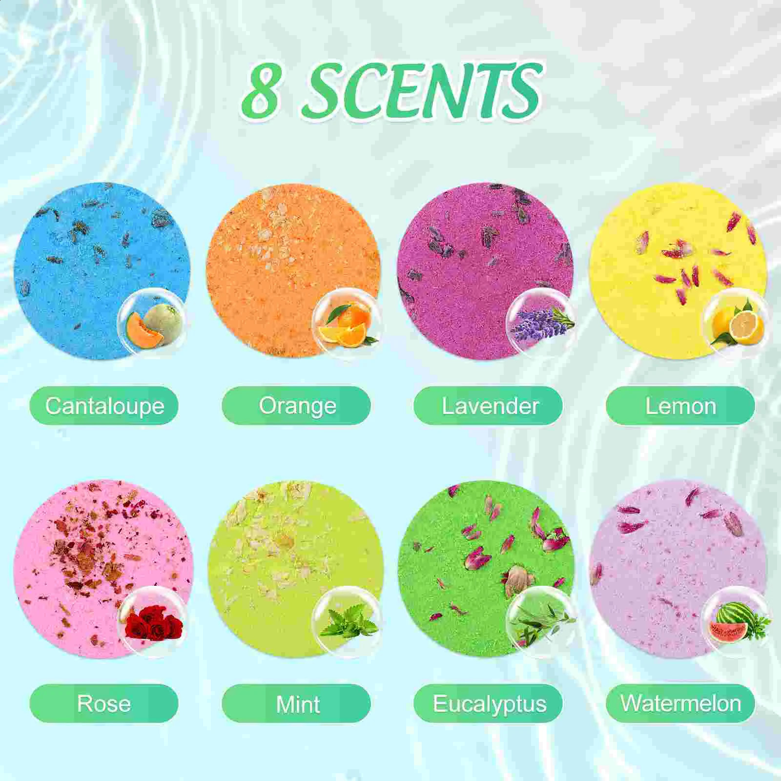 8 Pcs Aroma Shower Piece Natural Bath Tablet Relief Mood Tool Dried Flower Essential Oil Women Home Salt Body Lotion 240701