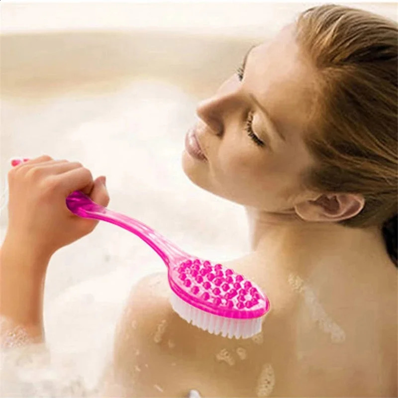 Bath Brush Back Body Bath Shower Sponge Scrubber Brushes With Handle Exfoliating Scrub Skin Massager Exfoliation Bathroom Brush 240701