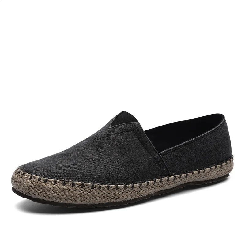 Mens Flat Canvas Shoes High quality Espadrilles Footwear Hemp Lazy Flats For Men Moccasins Male Loafers Driving Shoes 240702
