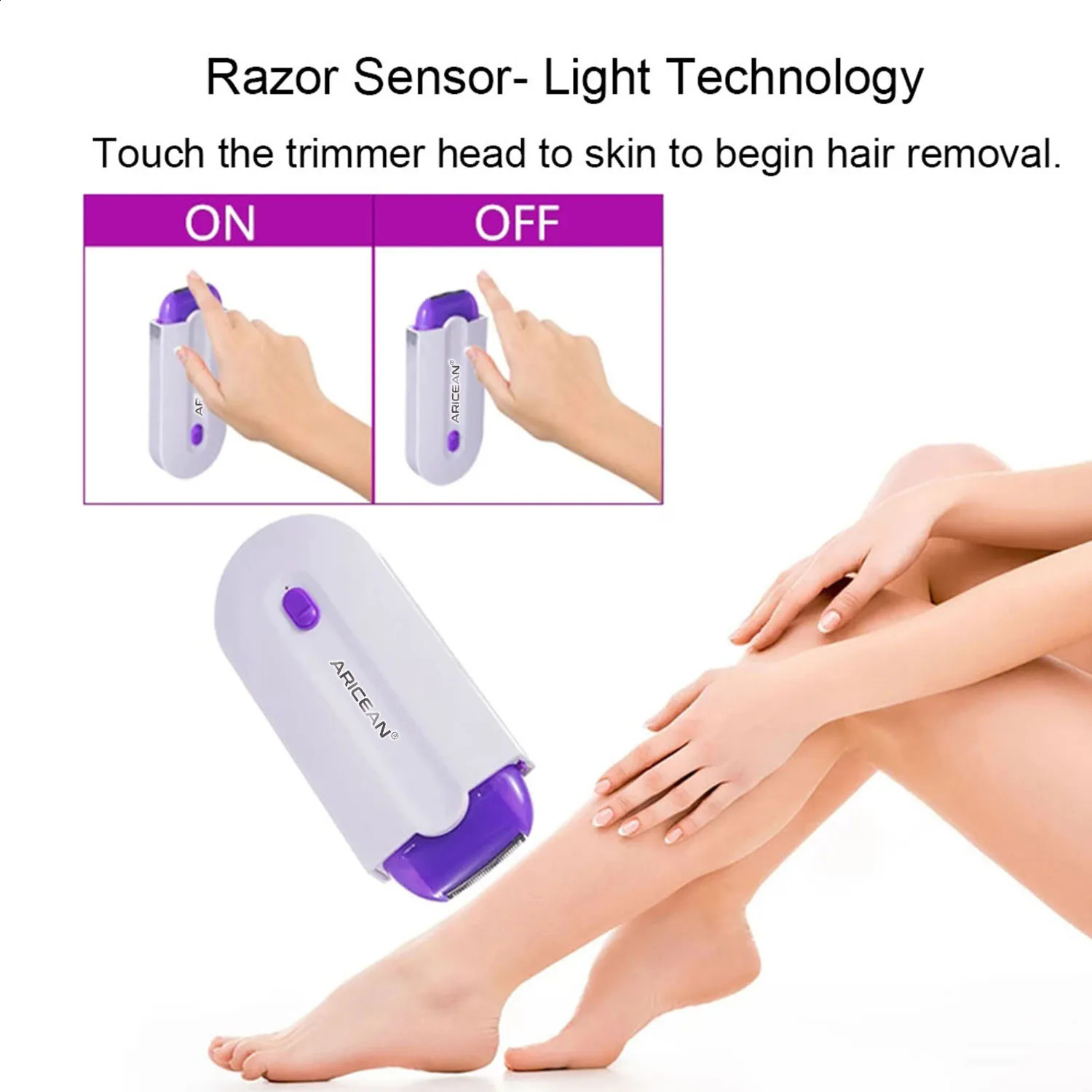 Women Hair Eraser Hair Touch Light Safely Sensor Shaver USB Rechargeable Face Leg Bikini Hand Shaver Hair r Lady 240701