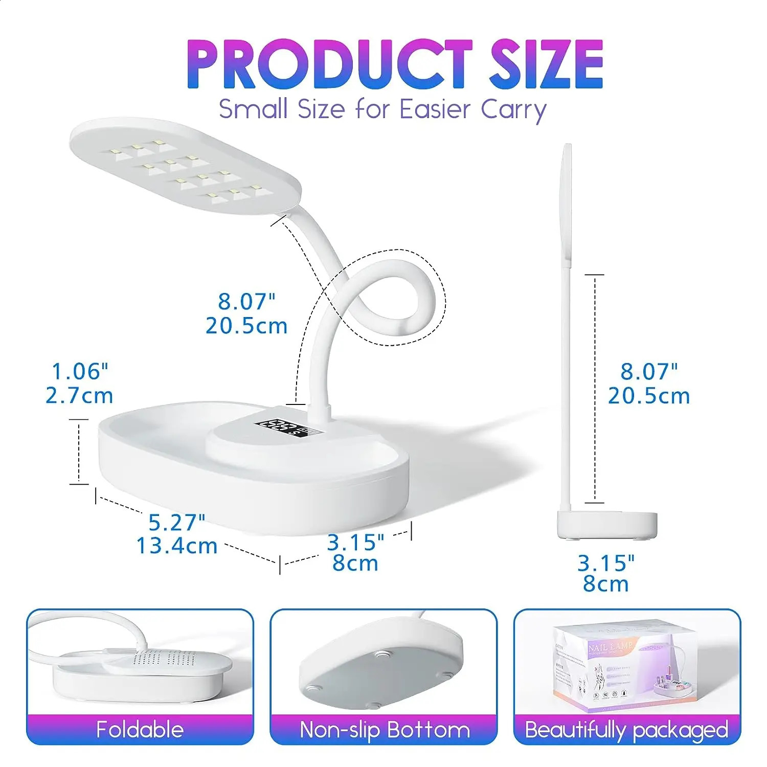 LED Nail Lamp 12W Rechargeable Portable Gooseneck Lamp Quicky Dry Gel Nail Light Portable Flash Cure LED Nail Light for Gel Nail 240701