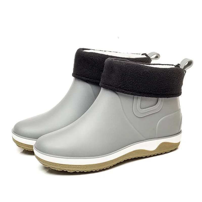 Non-Slip shoes Men Waterproof Rain Boots Removable Veet Cover Four Seasons Work Rubber Shoes