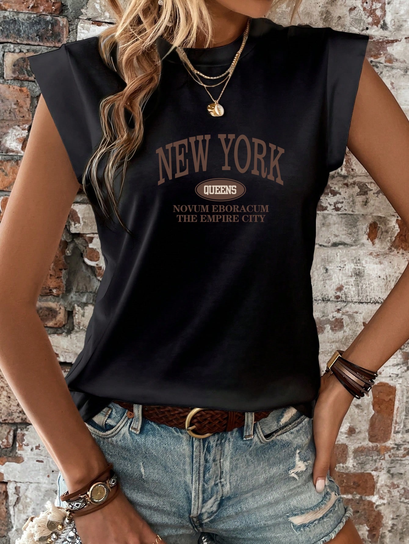 tops t shirt women clothes woman top Women USA Flag Printed American Flag Sleeveless Top Crew Neck Spandex Polyester Casual Letter Print SIZE S-2XL T-