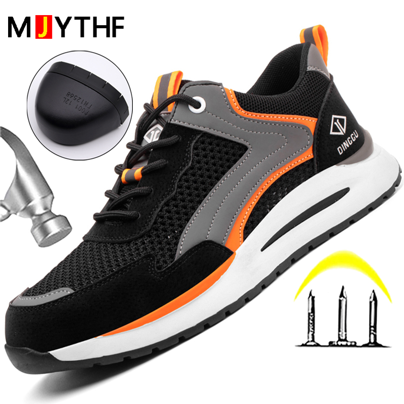 Men Breathable Work Steel Toe Cap security Sneakers Anti-smash Anti-puncture Safety Fashion Indestructible Shoes 28c8