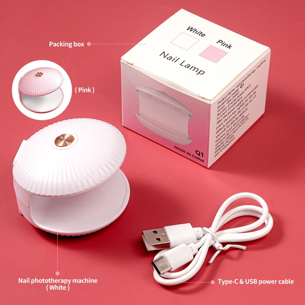 Mini Nail Dryer UV LED Lamp Machine Shell Single Finger Potherapy Machine for Nails UV Gel Polish Quick Drying Manicure Tools 240701