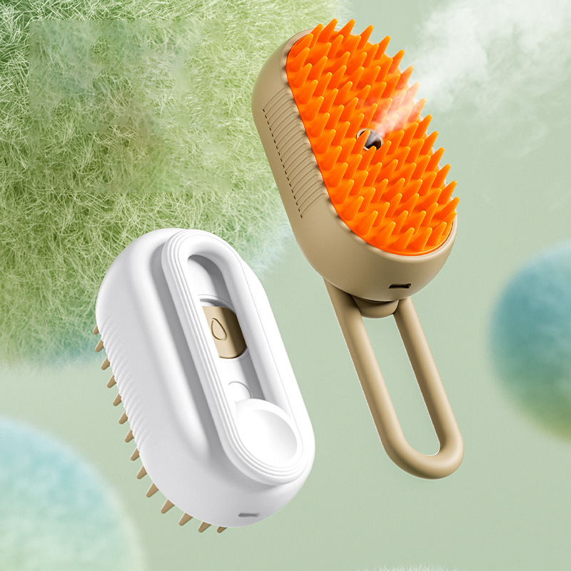 Pet Cat Grooming Comb with Electric Spray Water Steam Soft Silicone Brush Kitten Pet Bath Brush Massage Pet Hair Remover