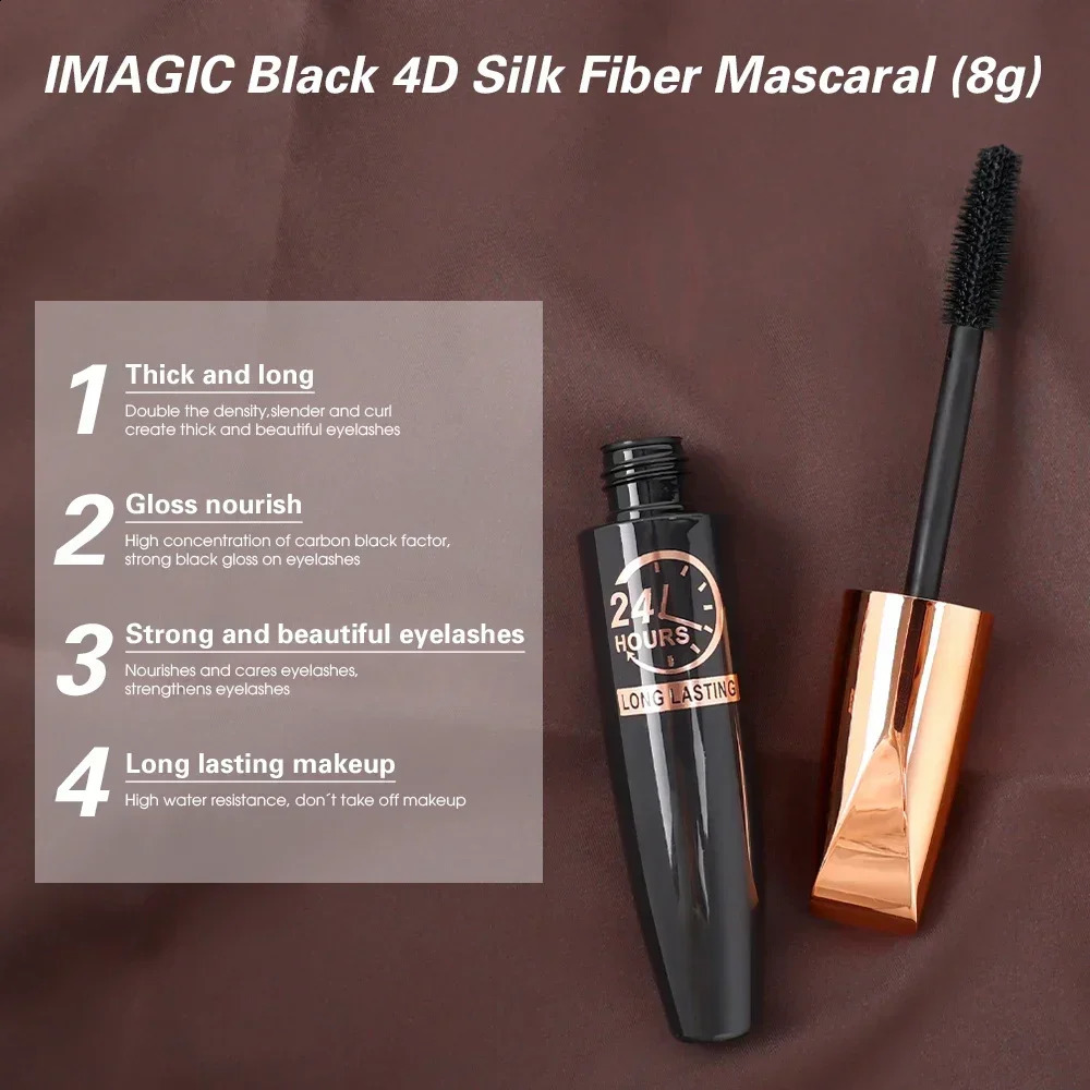 Waterproof Anti-sweat Mascara Lengthens Eyelashes Extension Black Silk Fiber Mascara Female Non-smudge Mascara Makeup Cosmetic 240701