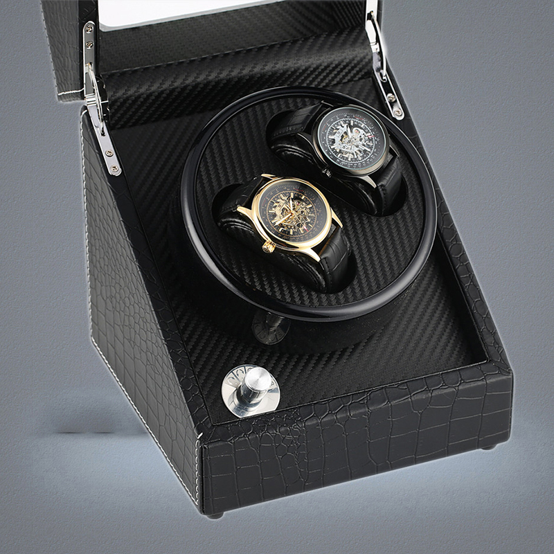 Black Automatic Watch Winder USUKAUEU Plug Adapter Mechanical Self Winding Box Double Motor Shaker Holders New Arrival