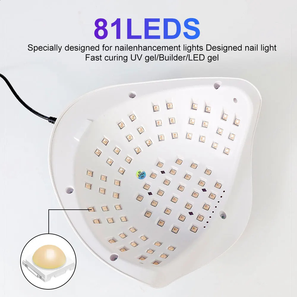 Professional 81LED Nail Dryer Lamp With 4 Timers Auto Sensor for Drying Manicure All UV Nails Gel Polish Suitable Home Salon 240701