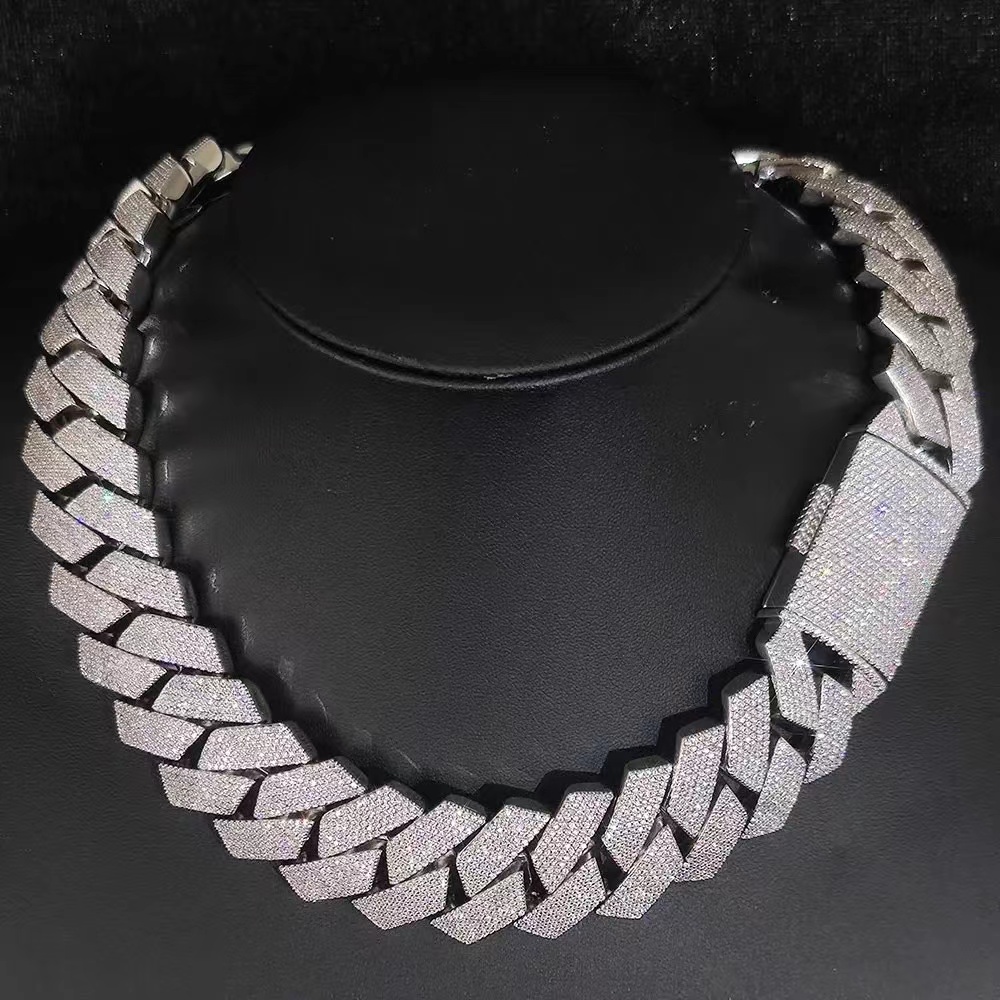 Necklace Moissanite designer chain silver gold rose gold iced out chain pass diamond tester pendant 925 Sterling Vvs cuban link chain