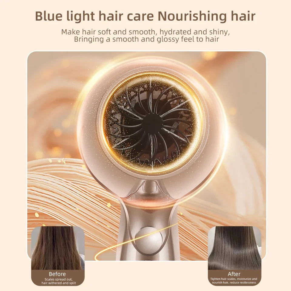 High Power Wind Hair Dryer 2000W High Power Negative Ion Quick Drying Home Hair Styling Professional Hair Drye Blue Light Care 240624