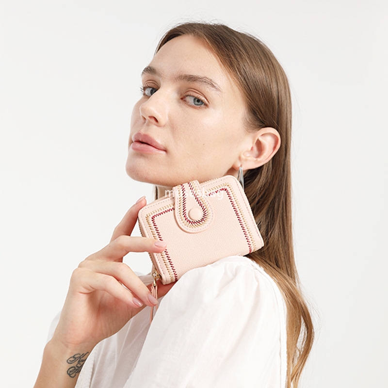 European and American women's temperament fashionable wallet short zero wallet new trendy and lightweight multifunctional organ card bag embroide