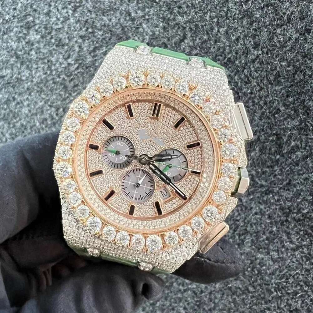 Top Brand Watch Pass Diamond Tester Iced Out Moissanite Watch Luxury Mens Automatic Rubber Wrist Watch