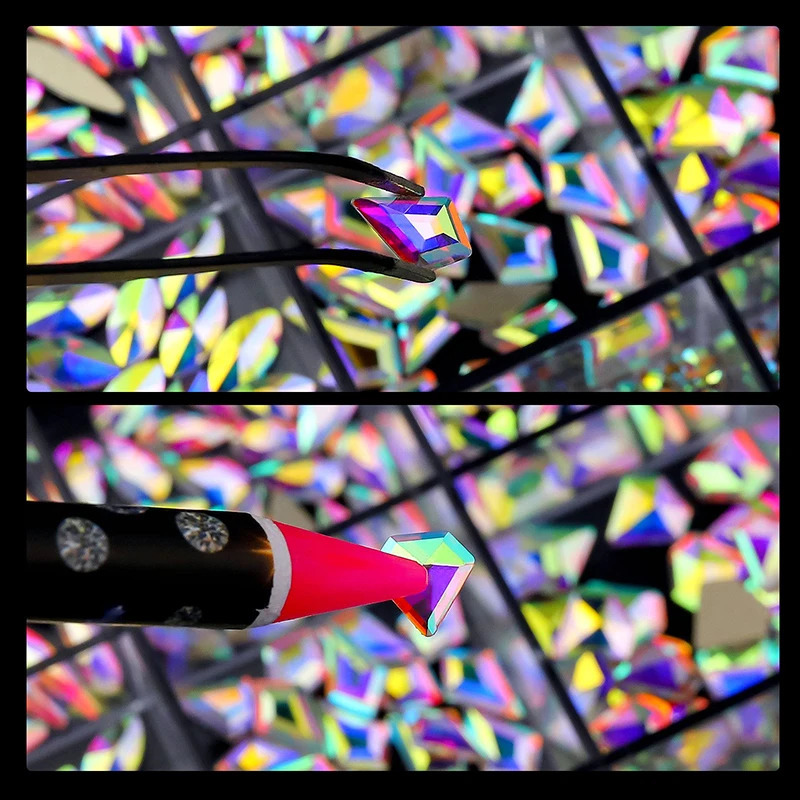 12 Grids Rhinestones For Nails Jewelry Set AB Flat Bottom Drill With Stainless Steel Tweezers Pen DIY Decoration Manicure Tools 240701