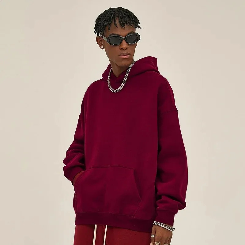 500 Grams Cotton Thick Hoodie MenAutumn Winter Warm TopsLambswool Fleece Fashion Womens Jogger SweatshirtHeavy Weight 17.6 oz 240701