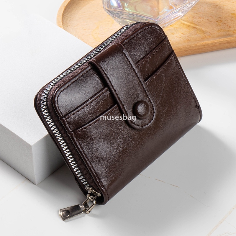 Fashionable and versatile for both men and women classic and practical multi slot wallet with zipper PU small fragrant casual leather zero wallet slot