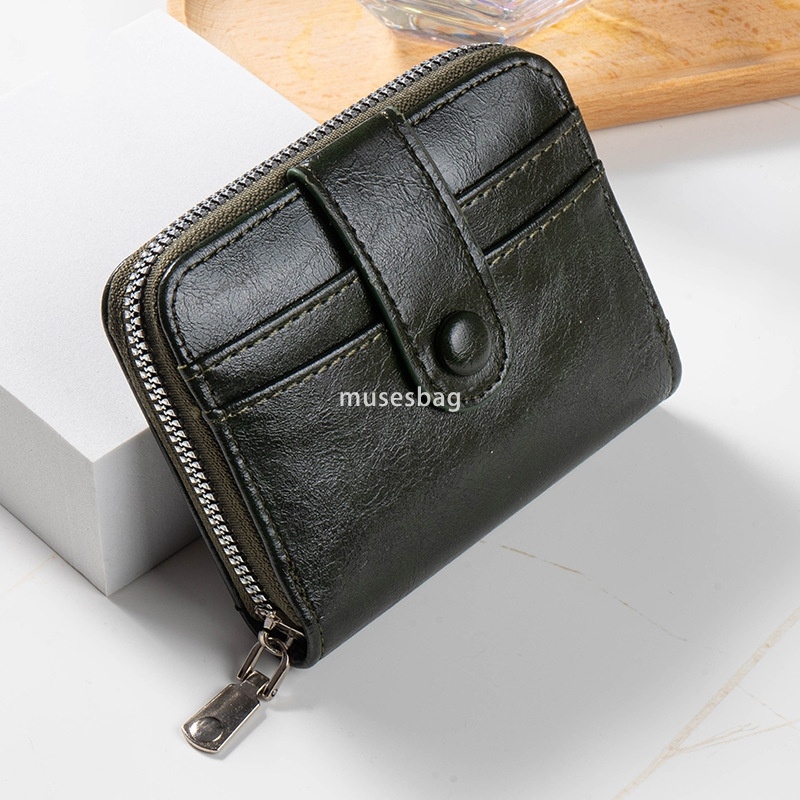 Fashionable and versatile for both men and women classic and practical multi slot wallet with zipper PU small fragrant casual leather zero wallet slot