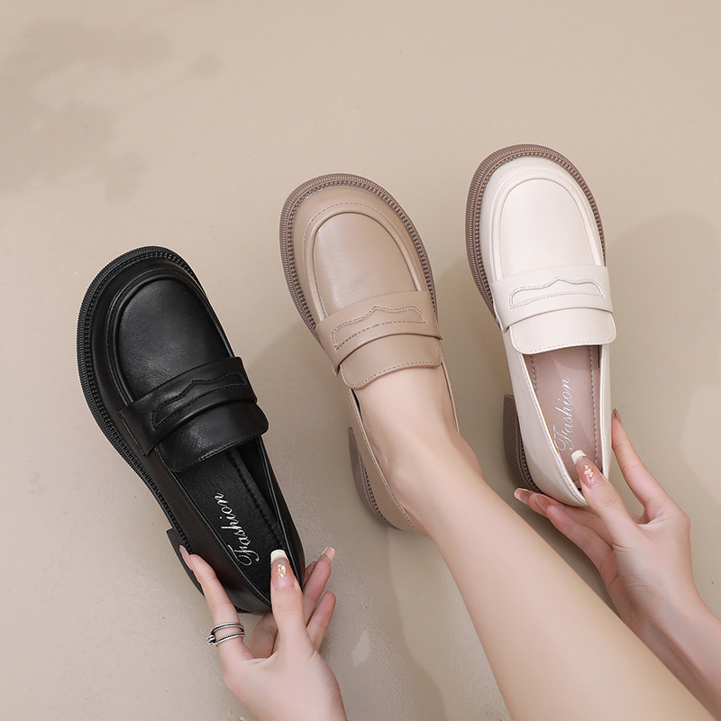 Shoes British Style Small Leather Shoes Spring New Thick Sole One Step Soft Sole Small Leather Shoes Versatile Women's Shoes