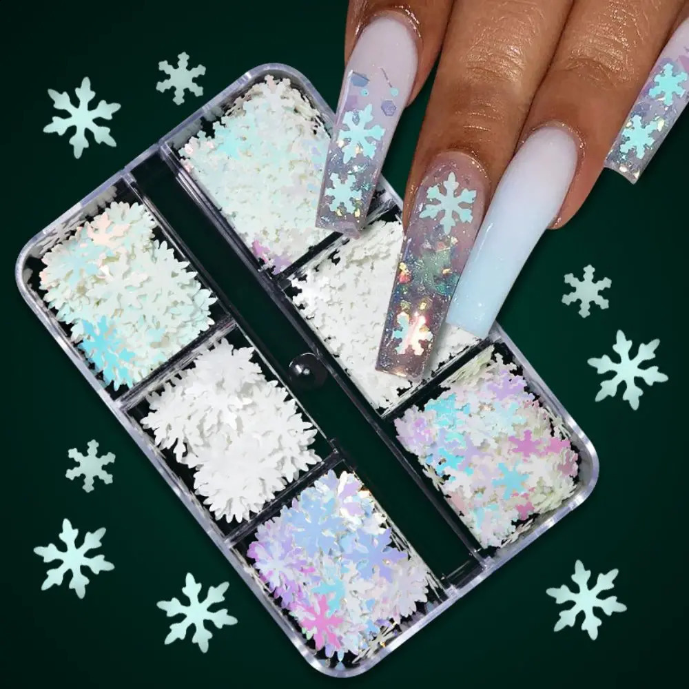 Nail Sequins Jewelry Christmas Glitter Fall And Winter Exquisite Snowflake Fashion Trend Simple Versatile Nail Sequins 240701