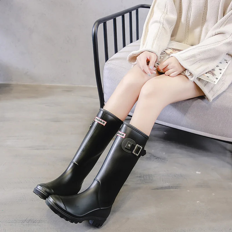 Comemore Women Galoshes Rain Boots Womens Knee-length Fashion Rubber Rain Boots PVC Waterproof Shoes Wellingtons Rubber Boot 41 240620 - view 4
