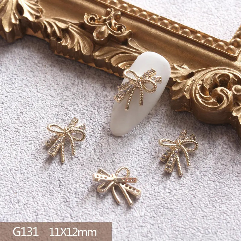 10pcslot 3D Bow Butterfly Love Alloy Nail Art Zircon Pearl Metal Manicure Nails Accesorios Supplies DIY Nail Decorations Charms 240701