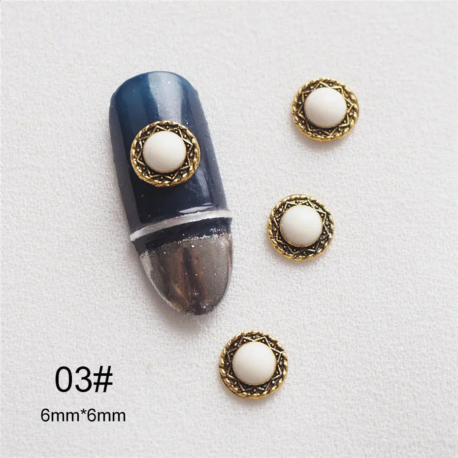 50pcs Retro turquoise totem flower 3D Alloy Nail Art Rhinestone metal manicure nails accessories nail art decoration DIY charms 240701