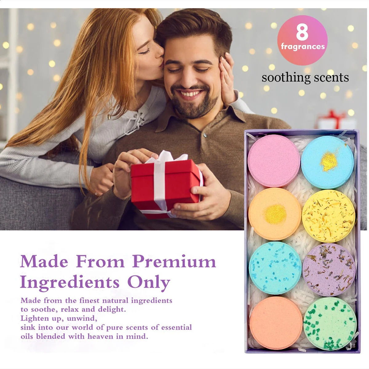 8Pcs/box Shower Steamers Aroma Spa Kit Bath Bomb Bubble Bath Salt Balls Women Essential Oil Fizzy Balls Shower Supplies 240701