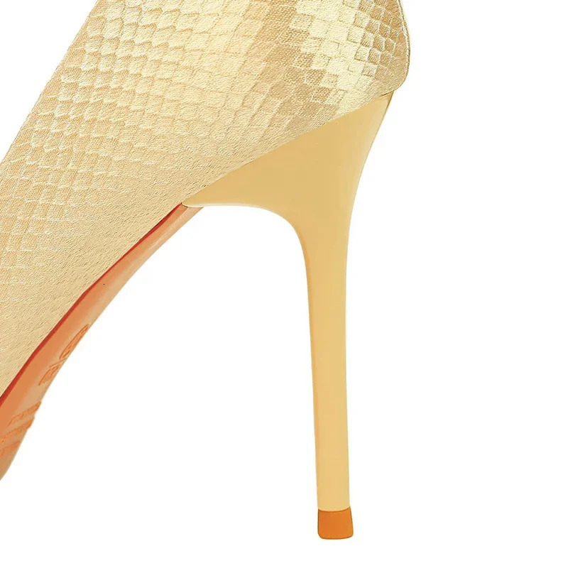Women 9.5cm High Heels Fashion Pumps Wedding Bridal Classic Scarpins Silk Stiletto Thin Heels Lady Light Blue Green Office Shoes 240701